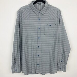 Toad & Co Wonderer Blue Houndstooth Stripe Button Down Shirt‎ Mens Size XL